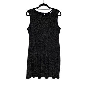 Vintage Ultra Dress New York Sleeveless Glitter Mini Shift Knit Dress Black